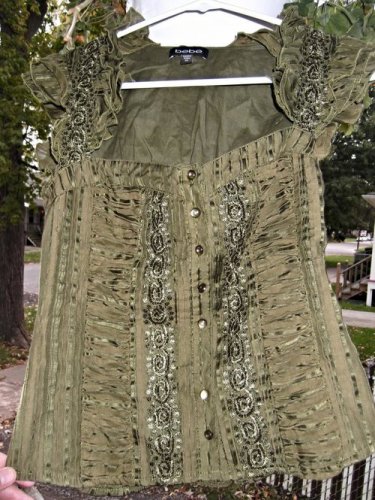 bebe Green Embroidered Corset Top X-SMALL
