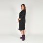 Pleated Oversized Linen Dress with Pockets and 3/4 Sleeves Black and more colors. Women's