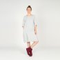 Pleated Oversized Linen Dress with Pockets and 3/4 Sleeves Grey Marl. More Colors. Women's