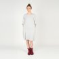 Pleated Oversized Linen Dress with Pockets and 3/4 Sleeves Grey Marl. More Colors. Women's