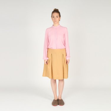 Light Pink Blouse Shirt Long Sleeve and Hidden Shell Buttons. Cotton. Made to Order. Women's