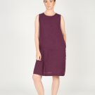 Pleated Drop Waist Linen Dress with Pockets Sleeveless Purple More Colors. Women's
