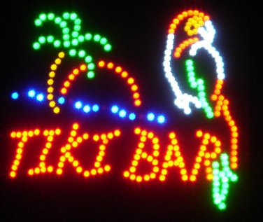 18x16 Large Tiki Bar w/Parrot Motion LED Sign