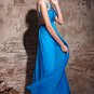 Blue chiffon evening prom dress custom-made size 4~18
