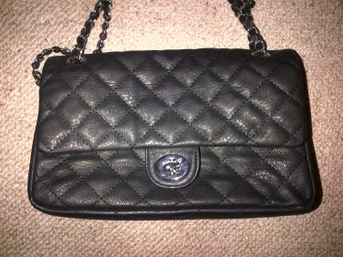 Quilted Black Silver Chain  Designer Handbag