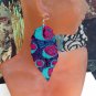 Sterling Silver & Painted Feather Metal Dangle Earrings