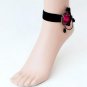 Fashion Retro Gothic Punk Black Lace Rose Flower Tassel Anklets Foot Strap