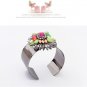 Fashion Punk Multicolor Resin Hematite Coated Gun Black Cuff Bracelet