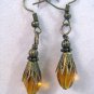 Spiked Drop Goth Earrings - Golden Amber Glass