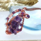 Secret Soul - Amethyst Copper Wire wrapped Pendant Necklace