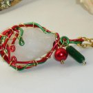 Holiday Jingle-Christmas Themed Quartz Wirewrapped Pendant Necklace