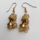 Gilded Swirl-Golden Agate Gemstone Wire Wrapped Earrings; 893