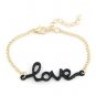 Fashion Elegant Black Enamel LOVE Link Chain Gold Plated Bracelet ;1433