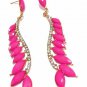 Fashion Rose Red Resin Rhinestone Willow Leaf Shape Earring Studs ;1436