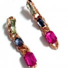Fashion Charm Colorful Crystal Golden Chunky Link Chain Long Earring Stud ;1438