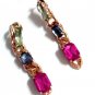 Fashion Charm Colorful Crystal Golden Chunky Link Chain Long Earring Stud ;1438