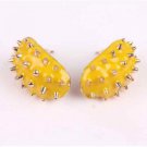 Fashion Unique Yellow Enamel Rivet Hedgehog Ear Stud Earrings ;1439