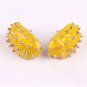 Fashion Unique Yellow Enamel Rivet Hedgehog Ear Stud Earrings ;1439