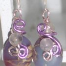 Wisteria Whisper- Serpentine & Amethysts Wire Wrapped Earrings