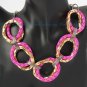 Fashion Golden Chain & Rose Double Circles Necklace