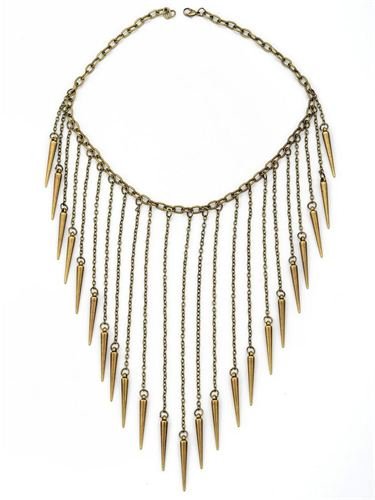 Gothic Punk Rock Vintage Spikes Chain Collar BIB Statement Necklace