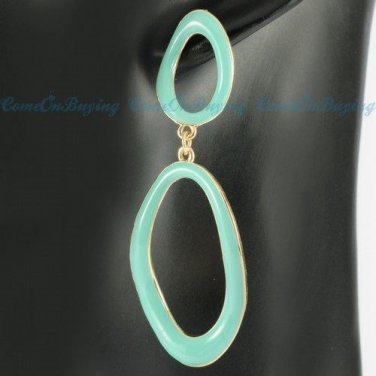 Elegant Fashion Light Blue Oil Drop Loop Dangle Earrings