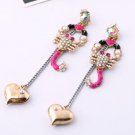 Designer Long Tassel Scorpion Charm Pearl Heart Earring