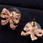 Designer Pink Crystal Bowknot Stud Earrings