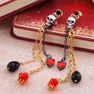 4.7'' Long Retro Skull Personality Crystal Resin Beads Stud Drop Earrings