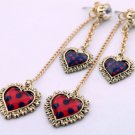 3'' Long Europe Vogue Sweet Love Heart Dot Crystal Stud Earrings