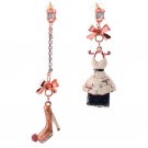 Vogue High-heeled Shoes Dress Crystal Bowknot Asymmetric Earrings