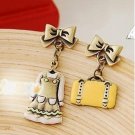Retro Dress /Purse Bowknot Stud Earrings