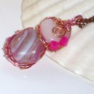 Pink Sands- Sexy Pretty in Pink Agate Wirewrapped Pendant Necklace