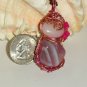 Pink Sands- Sexy Pretty in Pink Agate Wirewrapped Pendant Necklace