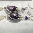 Midnight Exotica-Lepidolite Silver Wire Wrapped Earrings