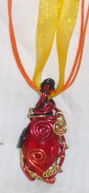 Dragon's Egg wire-wrapped Pendant ; Bohemian Artisan Ooak Shinies