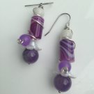 Amethyst Moonflower & Purple Agate Gemstone earrings;Fun Ooak Couture Awesome Shinies