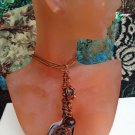Fabulous Flying Machine Feather Steampunk Gemstone Pendant Huge Rainbow Obsidian & Garnet Orbs!