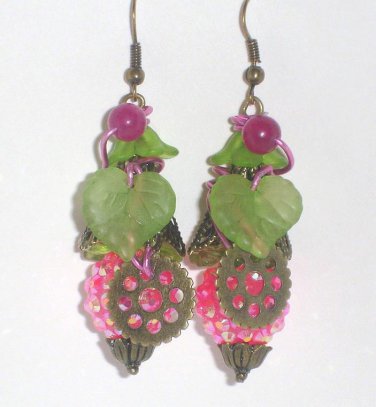 Raspberry Robots Steampunk inspired Artisan Earrings Couture Awesome Shinies