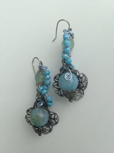 Robot Antebellum Gemstone Earrings;Fun Ooak Couture Unique Shinies