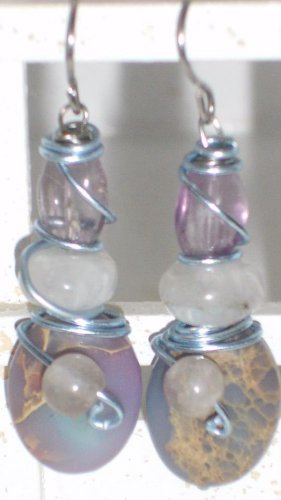 Wisteria Fantasies Wire-wrapped Gemstone Earrings;Fun Ooak Couture Unique Shinies