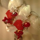 Scarlet Snowflower Hot Mama Glass Dangle Earrings;Fun Ooak Couture Unique Shinies