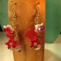 Scarlet Snowflower Hot Mama Glass Dangle Earrings;Fun Ooak Couture Unique Shinies