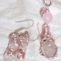 Rose Silk' Wire-wrapped Rose QuARTZ Necklae Pendant & Earrings set