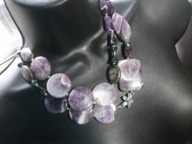 Amethyst & Sterling Silver Double Strand 18" Necklace