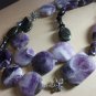 Amethyst & Sterling Silver Double Strand 18" Necklace