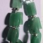 Two-Strand Beaded Silver Green Aventurine Bracelet with Floral Clasp