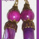 Plum Bronze earrings- antiqued copper and gemstone earrings ; Fun Ooak Couture Unique Shinies