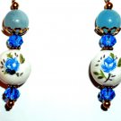 Blue Flower Kisses- Porcelain Earrings