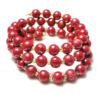 Kick it up a Notch Pink & Gold Crackle Memory Wire Bracelet